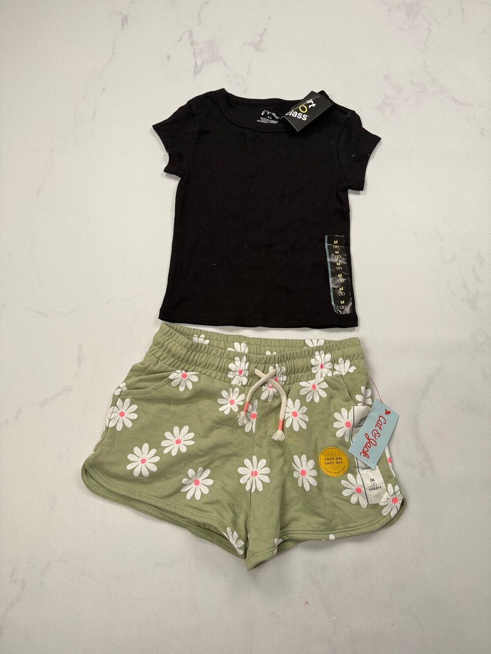 Cat & Jack Art Class Outfit Sage Modern Printed Bundle of 2 - Girls M